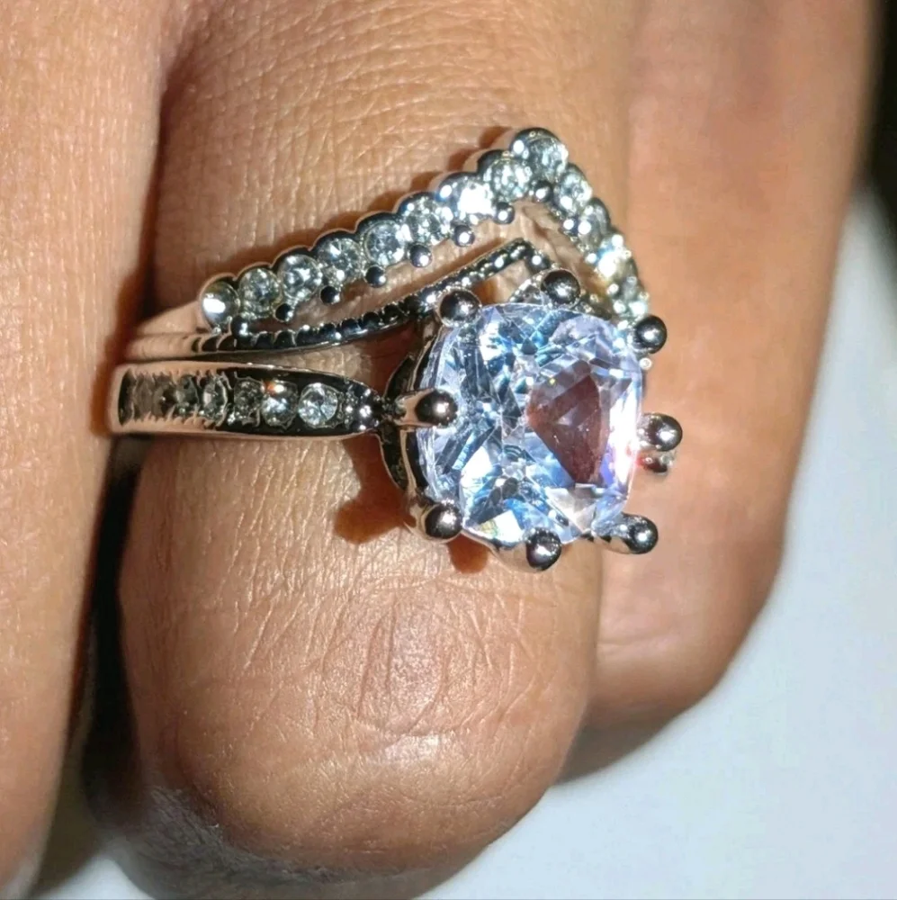 Elegant diamond bridal ring set sz 6